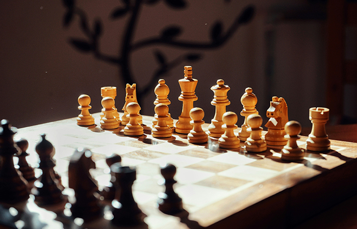 the position of the pieces on a chessboard