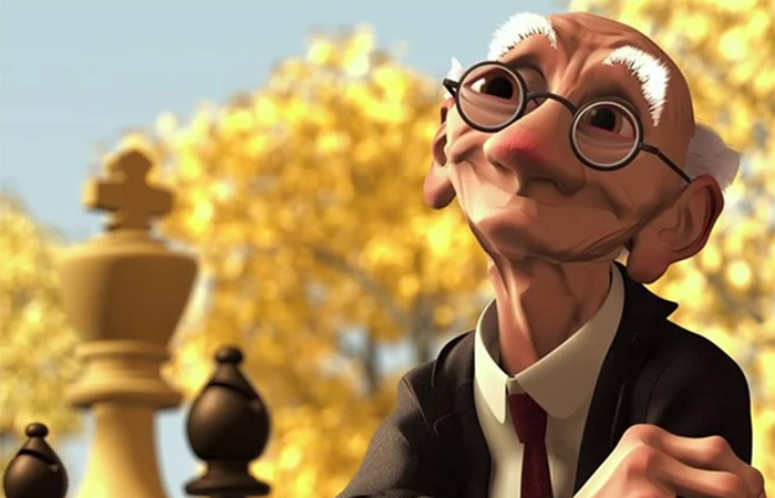 Geri's Game cartoon pixar about chess