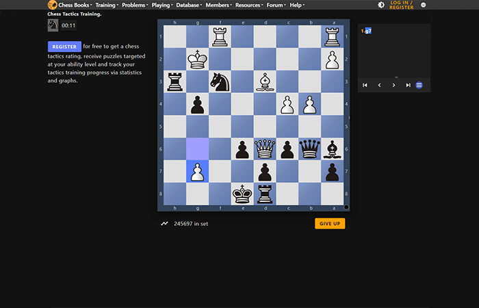 beginner chess trainer ChessTempo
